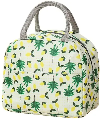 Light Yellow Leaf Insulated Lunch Bags Small for Women Work,Student Kids to School,Thermal Cooler Tote Bag Picnic Organizer