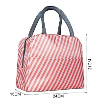Pink Stripes Insulated Lunch Bags Small for Women Work,Student Kids to School,Thermal Cooler Tote Bag Picnic Organizer-thumb2