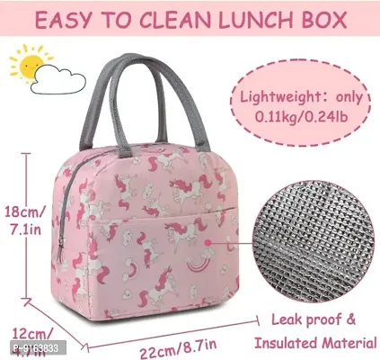 Pink Unicorn Insulated Lunch Bags Small for Women Work,Student Kids to School,Thermal Cooler Tote Bag Picnic Organizer-thumb2