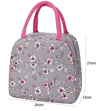 Rose Flower Grey Insulated Lunch Bags Small for Women Work,Student Kids to School,Thermal Cooler Tote Bag Picnic Organizer-thumb2