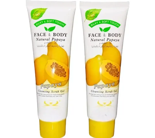 Natural Papaya Face and Body Cleansing Scrub Gel Pack of 2