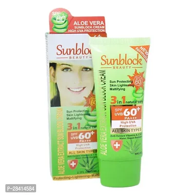 Sunscreen Sunblock Beauty Cream Spf 60 Pa+++ with Olive Extract for Sun Protection-thumb0