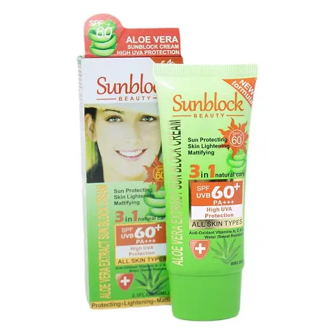 Sunscreen Sunblock Beauty Cream Spf 60 Pa+++ with Olive Extract for Sun Protection