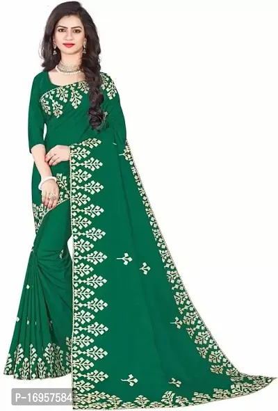 Beautiful Green Silk Saree With Blouse Piece For Women