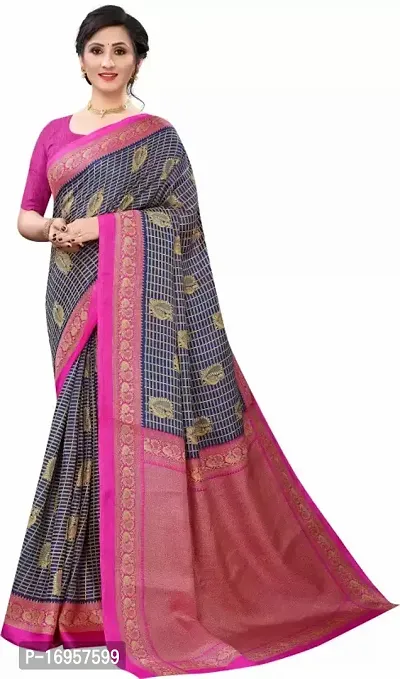 Beautiful Pink Silk Saree With Blouse Piece For Women