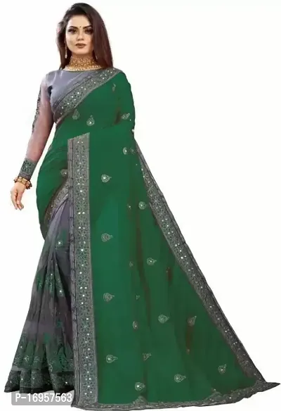 Beautiful Green Silk Saree With Blouse Piece For Women-thumb0