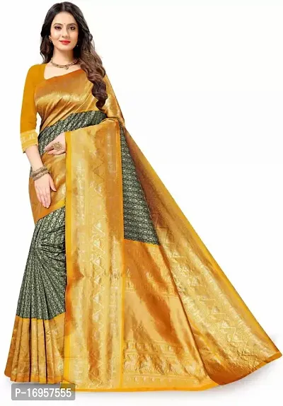 Beautiful Multicoloured Silk Saree With Blouse Piece For Women