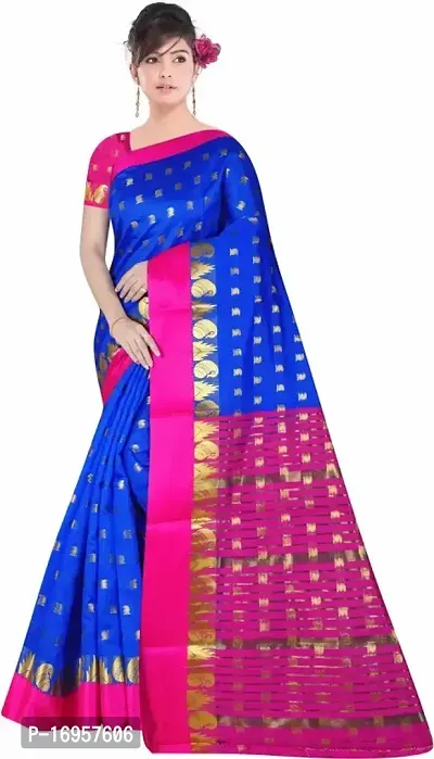 Beautiful Blue Silk Saree With Blouse Piece For Women-thumb0