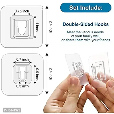 Huslu 10 Pcs Double-Sided Self Adhesive Wall Hooks Wall-Sticking Hooks Without Punching and Nails, Waterproof and Oil-Proof for Bathroom and Kitchen, Self-Adhesive Hooks-thumb4