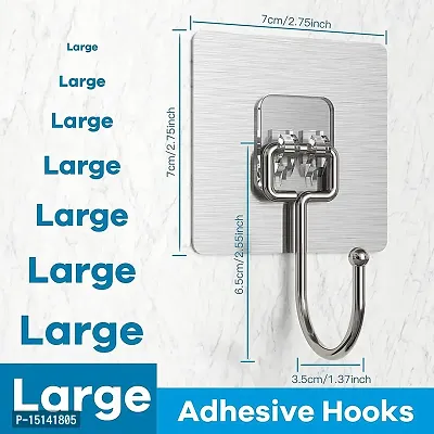 Huslu 10 PCS Adhesive Wall Hook for Wall Heavy Duty Hanging Strong 4 pcs| Wall Hanger | Hooks for Kitchen  Bathroom Wall | Kitchen Hangers and Hooks | Sticky Hooks for Clothes Hanging-thumb2