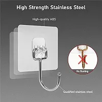 Huslu 10 PCS Adhesive Wall Hook for Wall Heavy Duty Hanging Strong 4 pcs| Wall Hanger | Hooks for Kitchen  Bathroom Wall | Kitchen Hangers and Hooks | Sticky Hooks for Clothes Hanging-thumb2