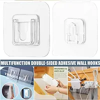 Huslu 4 Pcs Double-Sided Self Adhesive Wall Hooks Wall-Sticking Hooks Without Punching and Nails, Waterproof and Oil-Proof for Bathroom and Kitchen, Self-Adhesive Hooks-thumb2