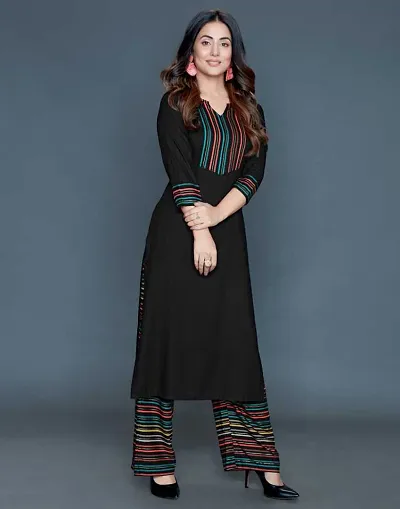 Idalia Black A-line Kurta With Palazzo Pants