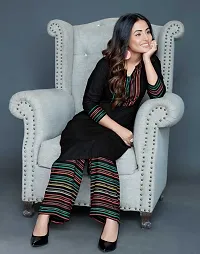 Elegant Black Rayon Solid Kurta Palazzo Set For Women-thumb3