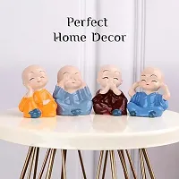 Cute Mini Buddha Statue Showpiece for Car Dashboard Table Top Home Decoration Set of-4-thumb1