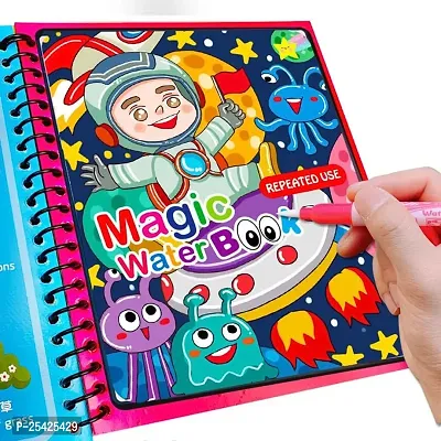 Reusable Magic Water Coloring Book with Magic Pen for Children's Fun and Learn Educational Drawing Pad Set of-5-thumb3