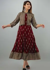 Trendy Women Rayon Kurta With Jacket-thumb1