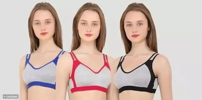 Stylish Cotton Self Design Non Padded Bras For Women- Pack Of 3