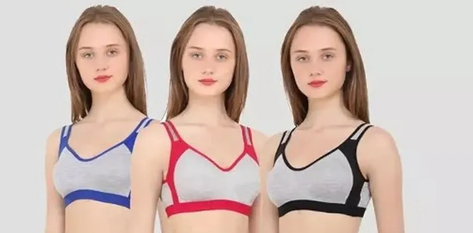 Stylish Self Design Non Padded Bras For Women- Pack Of 3