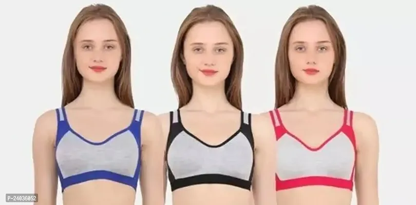 Stylish Cotton Self Design Non Padded Bras For Women- Pack Of 3