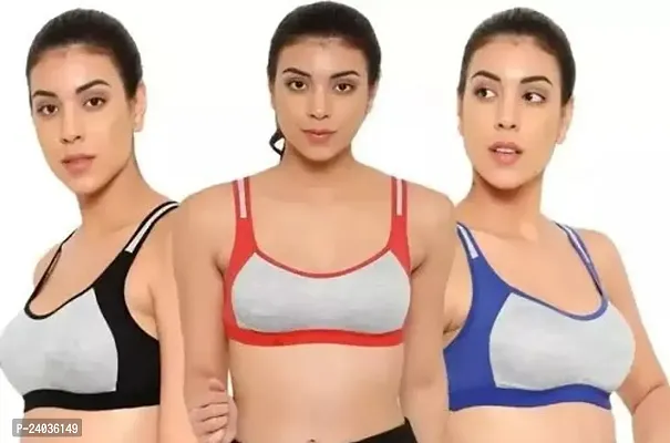 Stylish Cotton Self Design Non Padded Bras For Women- Pack Of 3-thumb0