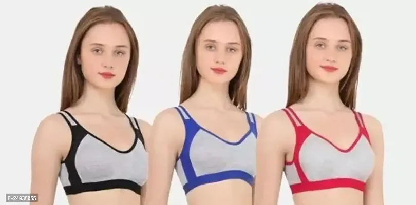 Stylish Cotton Self Design Non Padded Bras For Women- Pack Of 3