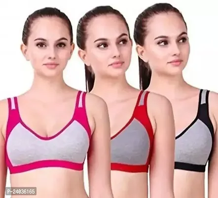 Stylish Cotton Self Design Non Padded Bras For Women- Pack Of 3