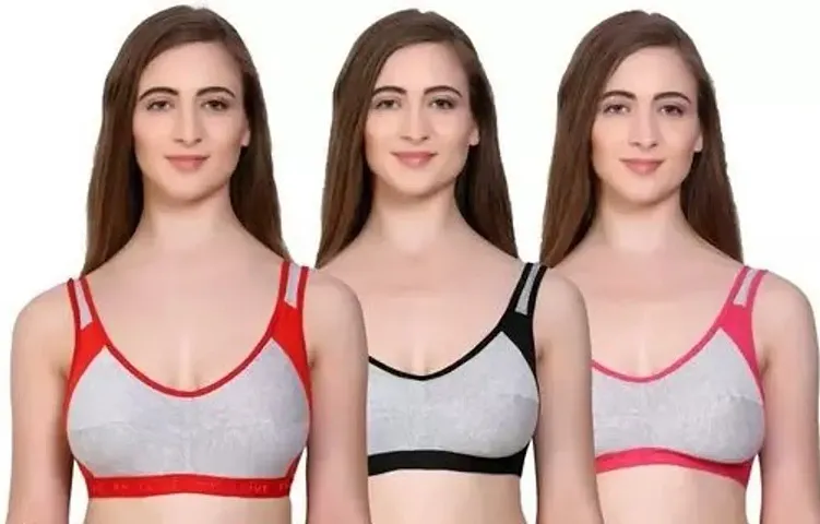 Stylish Self Design Non Padded Bras For Women- Pack Of 3