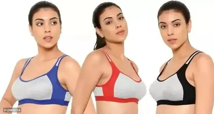 Stylish Cotton Self Design Non Padded Bras For Women- Pack Of 3