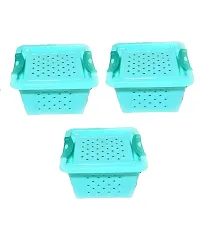 Sanjari Plastic 3 Pieces small Size Multipurpose Solitaire Storage Basket with Lid (Multicolor)(size:13x13x7 cm)-thumb3