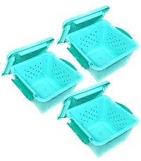 Sanjari Plastic 3 Pieces small Size Multipurpose Solitaire Storage Basket with Lid (Multicolor)(size:13x13x7 cm)-thumb2