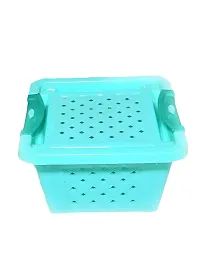Sanjari Plastic 3 Pieces small Size Multipurpose Solitaire Storage Basket with Lid (Multicolor)(size:13x13x7 cm)-thumb1