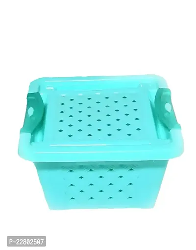 Sanjari Plastic 3 Pieces small Size Multipurpose Solitaire Storage Basket with Lid (Multicolor)(size:13x13x7 cm)-thumb2