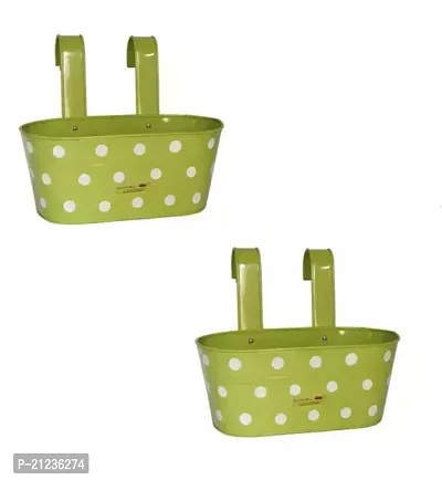 Oval Railing G I Planter With Polka Dot Balcony Planter Hanging Pnater Pack Of 2-thumb0