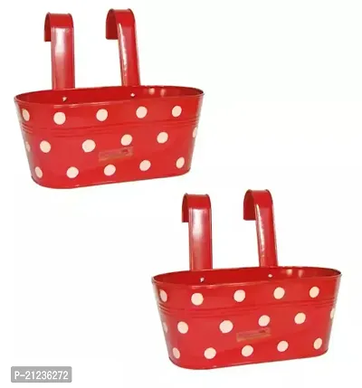 Oval Railing G I Planter With Polka Dot Balcony Planter Hanging Pnater Pack Of 2-thumb0
