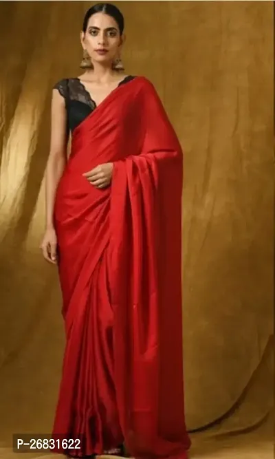 Classic Satin Saree with Blouse piece for Women