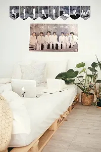 KARTMEN 300 GSM BTS K-Pop Music Band Map of The Soul:7 Bangtan Boys 8 Poster , 12 x18 inch + Bangtan Boys Hanging Flag, 8 Pieces , 2 Meter - Multicolour-thumb1