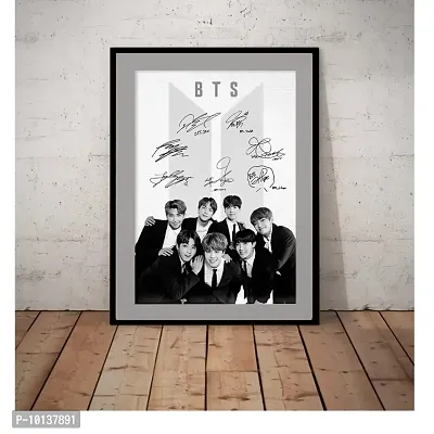 KARTMEN BTS -Signature/Autograph Fan Made Frame Poster Bangtan Boys Poster, Jungkook/Jimin/V/Suga/Jin/J-Hope/Rap Monster Fanart Wall Decoration Wall Sticker Wall Decal Collection Frame Photo-thumb0