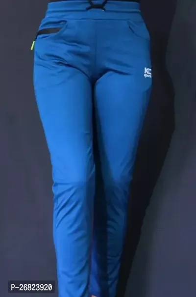 Elite Blue Cotton Blend  Track Pant For Women-thumb0