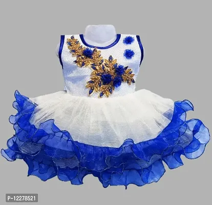 Baby Girls Feather Net Comfortable Royal Blue Dress Pack of 1-thumb0