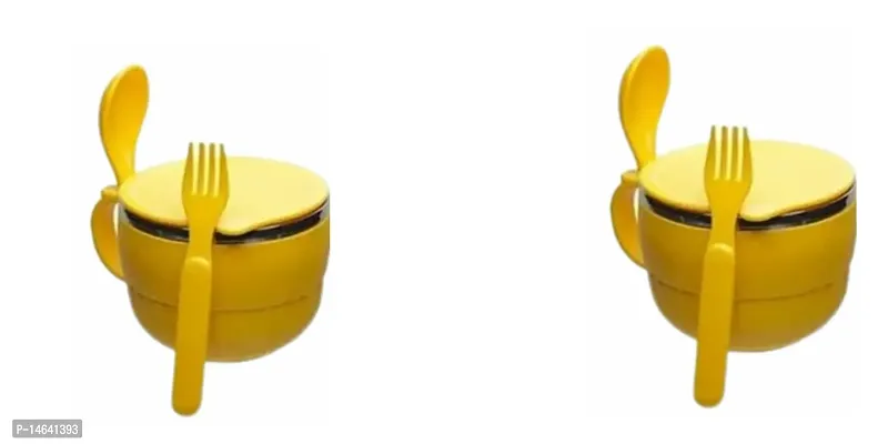 Combo Of Bowl Set Lunch Box For Kids- Yellow And Bowl Set Lunch Box For Kids- Yellow-thumb0