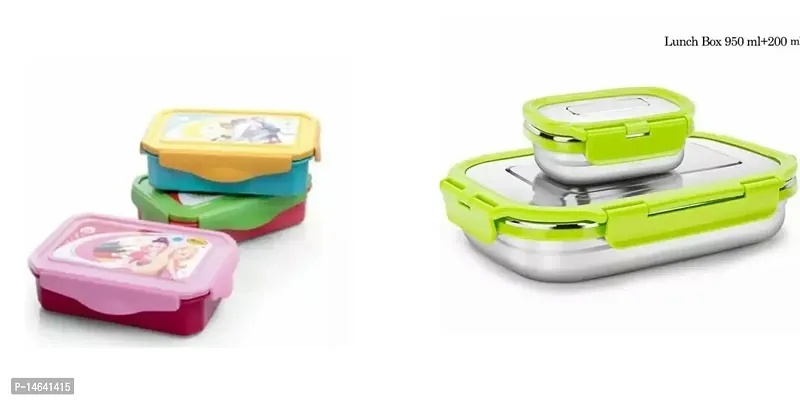 Combo Of 600 Ml Lunch Box And Steel Lunch Box