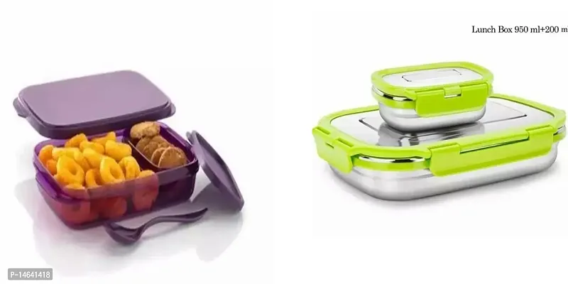 Combo Of Lunch Box For Kids- And Steel Lunch Box