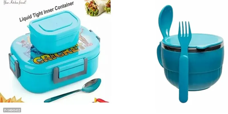 Combo Of Lock And Lock Lunch Box And Bowl Set Lunch Box For Kids- Blue