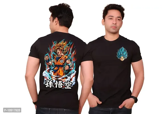 FACTALE Goku Saiyan Mode Printed Round Neck Cotton Regular Fit Tshirt for Men  Women's