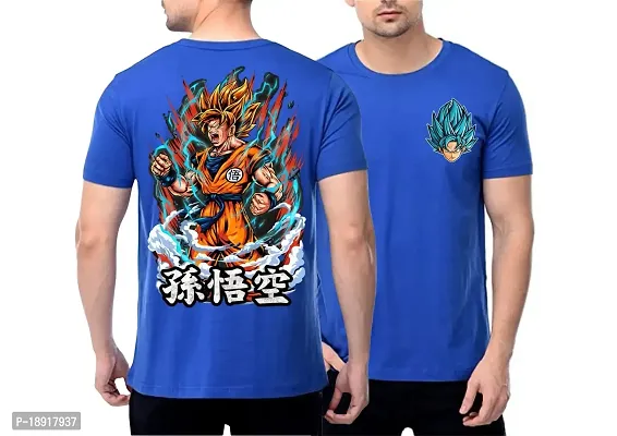 FACTALE Goku Saiyan Mode Printed Round Neck Cotton Regular Fit Tshirt for Men  Women's