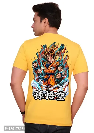 FACTALE Goku Saiyan Mode Printed Round Neck Cotton Regular Fit Tshirt for Men  Women's-thumb3