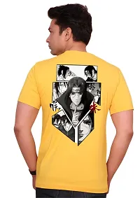 FACTALE Itachi Printed Round Neck Cotton Regular Fit Tshirt for Men  Women's (Small, Yellow)-thumb2