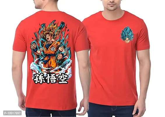 FACTALE Goku Saiyan Mode Printed Round Neck Cotton Regular Fit Tshirt for Men  Women's