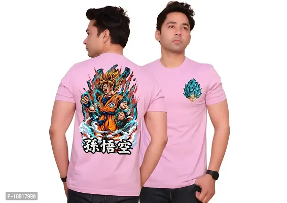 FACTALE Goku Saiyan Mode Printed Round Neck Cotton Regular Fit Tshirt for Men  Women's